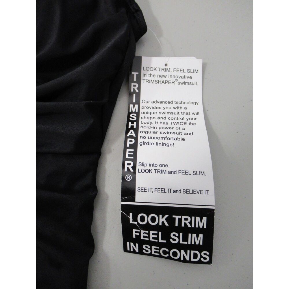 Trimshaper Swimsuit Black w/Purple & Silver Embellishment Size 14 NWT - Picture 5 of 7